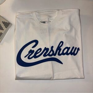The Marathon Clothing White Tee with Blue Script